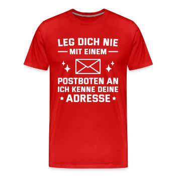 Postbote Paketdienst Post Zusteller - Männer Premium Bio T-Shirt - Rot - Vorne - Damien (186cm)