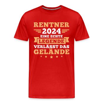 Rentner 2024 Ruhestand Pension Rente - Männer Premium Bio T-Shirt - Rot - Vorne - Damien (186cm)