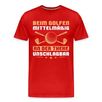 Golf An der Theke unschlagbar Goldspieler Geschenk - Männer Premium Bio T-Shirt - Rot - Vorne - Damien (186cm)