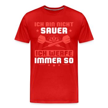 Dartspieler Ich bin nicht sauer Dart - Männer Premium Bio T-Shirt - Rot - Vorne - Damien (186cm)
