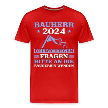 Hausbau Baustelle Häuslebauer 2024 Bauherr - Männer Premium Bio T-Shirt - Rot - Vorne - Damien (186cm)