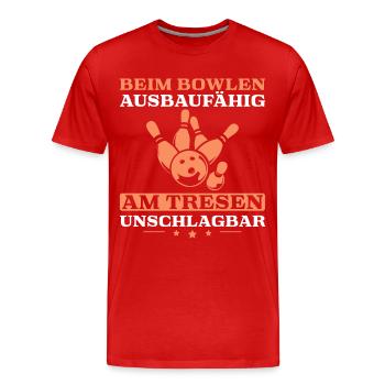 Beim Bowlen ausbaufähig Bowling - Männer Premium Bio T-Shirt - Rot - Vorne - Damien (186cm)