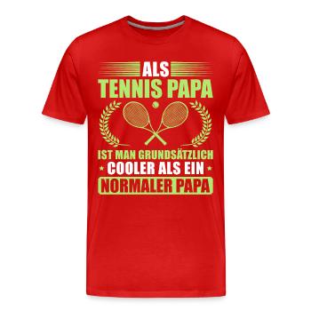 Tennis Papa Vatertag Tennisspieler Vater - Männer Premium Bio T-Shirt - Rot - Vorne - Damien (186cm)