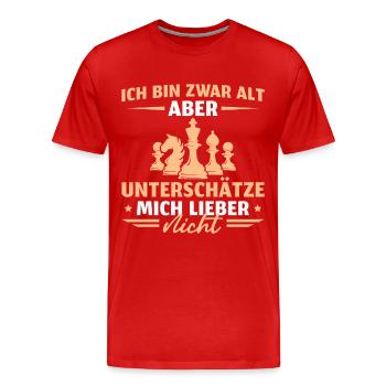 Schach Unterschätze mich nicht Schachspieler - Männer Premium Bio T-Shirt - Rot - Vorne - Damien (186cm)