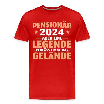 Pensionär 2024 Beamter Ruhestand Pension - Männer Premium Bio T-Shirt - Rot - Vorne - Damien (186cm)