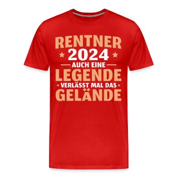 Rentner 2024 Legende Ruhestand Rente - Männer Premium Bio T-Shirt - Rot - Vorne - Damien (186cm)