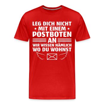 Post Wir wissen wo du wohnst Postbote - Männer Premium Bio T-Shirt - Rot - Vorne - Damien (186cm)