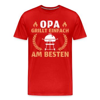 Vatertag Grillen Opa - Männer Premium Bio T-Shirt - Rot - Vorne - Damien (186cm)