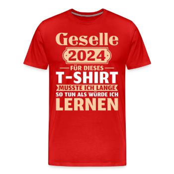 Geselle 2024 Bestandene Gesellenprüfung - Männer Premium Bio T-Shirt - Rot - Vorne - Damien (186cm)
