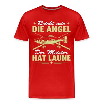 Angeln Reicht mir die Angelrute Angler - Männer Premium Bio T-Shirt - Rot - Vorne - Damien (186cm)