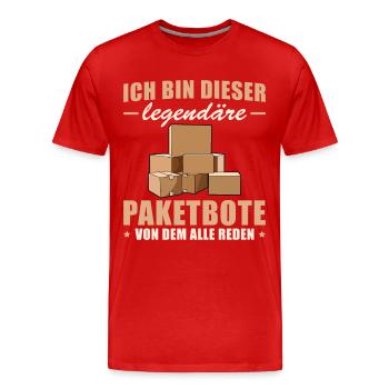 Paketdienst Post Legendärer Paketbote - Männer Premium Bio T-Shirt - Rot - Vorne - Damien (186cm)