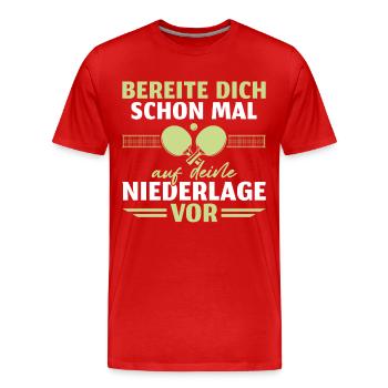 Tischtennis Niederlage Tischtennisspieler - Männer Premium Bio T-Shirt - Rot - Vorne - Damien (186cm)