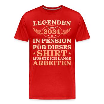 Pensionär 2024 Legenden in Pension - Männer Premium Bio T-Shirt - Rot - Vorne - Damien (186cm)