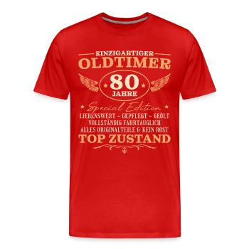 80 Jahre Oldtimer 80. Geburtstag Geschenk - Männer Premium Bio T-Shirt - Rot - Vorne - Damien (186cm)