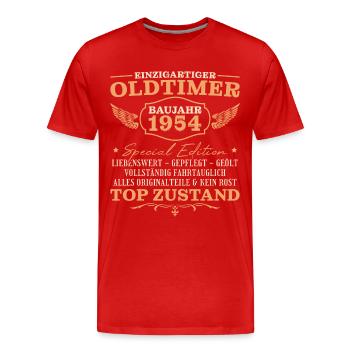 Jahrgang 1954 Oldtimer Vintage 70. Geburtstag - Männer Premium Bio T-Shirt - Rot - Vorne - Damien (186cm)