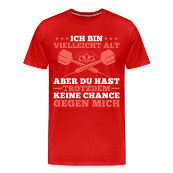 Dart Spieler Ich bin vielleicht alt - Männer Premium Bio T-Shirt - Rot - Vorne - Damien (186cm)