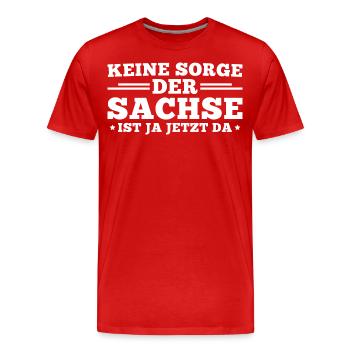 Sächsischer Dialekt Spruch Sachse - Männer Premium Bio T-Shirt - Rot - Vorne - Damien (186cm)