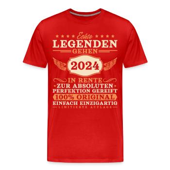 Echte Legenden gehen 2024 in Rente - Männer Premium Bio T-Shirt - Rot - Vorne - Damien (186cm)