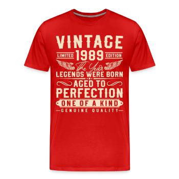 Vintage Jahrgang 1989 geboren Geburtstagsgeschenk - Männer Premium Bio T-Shirt - Rot - Vorne - Damien (186cm)