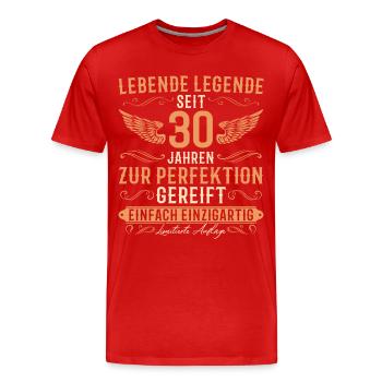 30 Geburtstag Lebende Legende seit 30 Jahren - Männer Premium Bio T-Shirt - Rot - Vorne - Damien (186cm)