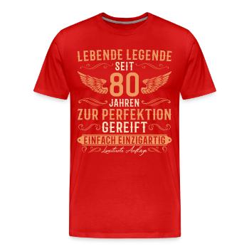80 Geburtstag Lebende Legende seit 80 Jahren - Männer Premium Bio T-Shirt - Rot - Vorne - Damien (186cm)