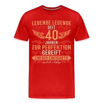 40 Geburtstag Lebende Legende seit 40 Jahren - Männer Premium Bio T-Shirt - Rot - Vorne - Damien (186cm)