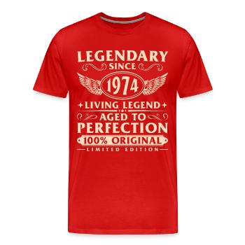1974 Jahrgang Vintage 50 Geburtstags - Männer Premium Bio T-Shirt - Rot - Vorne - Damien (186cm)