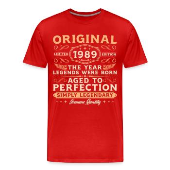 Original 1989 Jahrgang geboren Geburtstags - Männer Premium Bio T-Shirt - Rot - Vorne - Damien (186cm)