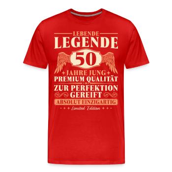 50 Jahre Jung Vintage 50 Geburtstag - Männer Premium Bio T-Shirt - Rot - Vorne - Damien (186cm)