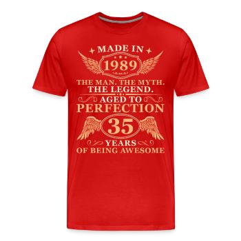 1989 Jahrgang Vintage Mann 35 Geburtstag - Männer Premium Bio T-Shirt - Rot - Vorne - Damien (186cm)