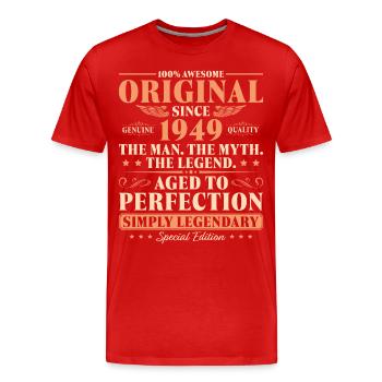 Original 1949 Jahrgang Mann Vintage 75 Geburtstag - Männer Premium Bio T-Shirt - Rot - Vorne - Damien (186cm)