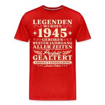 Jahrgang 1945 geboren Vintage Geburtstagsgeschenk - Männer Premium Bio T-Shirt - Rot - Vorne - Damien (186cm)