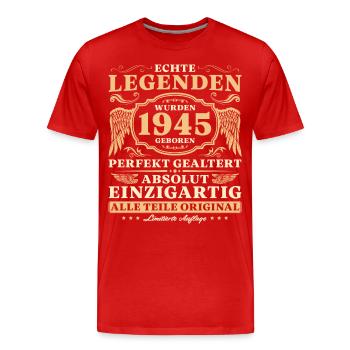 Vintage 1945 Jahrgang geboren Geburtstagsgeschenk - Männer Premium Bio T-Shirt - Rot - Vorne - Damien (186cm)