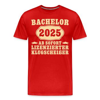 Bachelorprüfung bestanden 2025 Bachelor Abschluss - Männer Premium Bio T-Shirt - Rot - Vorne - Damien (186cm)