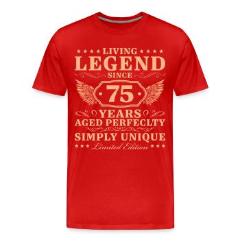 75 Jahre Vintage Einzigartig 75. Geburtstag - Männer Premium Bio T-Shirt - Rot - Vorne - Damien (186cm)