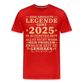 Altersteilzeit Angehende Rente 2025 Frührentner - Männer Premium Bio T-Shirt - Rot - Vorne - Damien (186cm)