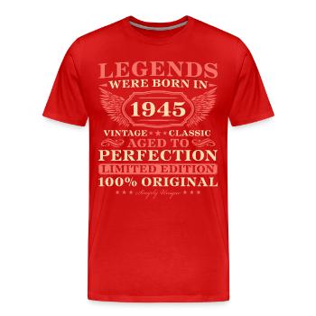 1945 Jahrgang geboren Vintage Geburtstag - Männer Premium Bio T-Shirt - Rot - Vorne - Damien (186cm)