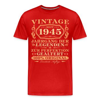 Vintage 1945 Jahrgang geboren Geburtstag - Männer Premium Bio T-Shirt - Rot - Vorne - Damien (186cm)