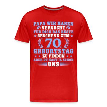 70 Jahre alt Papa 70. Geburtstag Geschenkidee - Männer Premium Bio T-Shirt - Rot - Vorne - Damien (186cm)