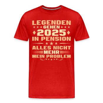 Ruhestand Legenden gehen 2025 in Pension - Männer Premium Bio T-Shirt - Rot - Vorne - Damien (186cm)