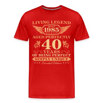 1985 Jahrgang geboren Einzigartig 40 Geburtstag - Männer Premium Bio T-Shirt - Rot - Vorne - Damien (186cm)