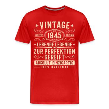 1945 Jahrgang geboren Vintage Geburtstags - Männer Premium Bio T-Shirt - Rot - Vorne - Damien (186cm)
