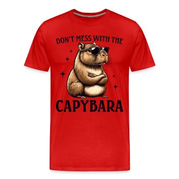 Leg dich nicht mit dem Capybara an - Männer Premium Bio T-Shirt - Rot - Vorne - Damien (186cm)