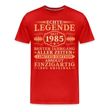 1985 Jahrgang Geburtstag Vintage 40 Jahre - Männer Premium Bio T-Shirt - Rot - Vorne - Damien (186cm)