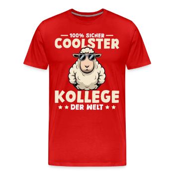 Cooles Schaf Bester Kollege der Welt - Männer Premium Bio T-Shirt - Rot - Vorne - Damien (186cm)