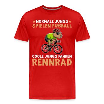 Fahrrad Capybara - Coole Jungs fahren Rennrad - Männer Premium Bio T-Shirt - Rot - Vorne - Damien (186cm)