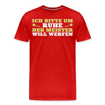 Dart Ich bitte um Ruhe Dartspieler - Männer Premium Bio T-Shirt - Rot - Vorne - Damien (186cm)