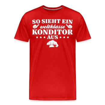 Konditorei Zuckerbäcker Weltklasse Konditor - Männer Premium Bio T-Shirt - Rot - Vorne - Damien (186cm)