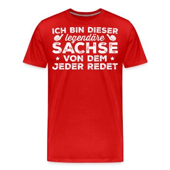 Ostdeutsch Sächsisch Legendärer Sachse - Männer Premium Bio T-Shirt - Rot - Vorne - Damien (186cm)
