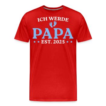 Ich werde Papa 2025 Frischgebackener Vater - Männer Premium Bio T-Shirt - Rot - Vorne - Damien (186cm)